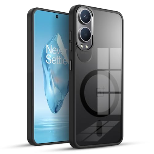 Image of KARWAN Translucent Hybrid Back Case Cover Compatible with Oneplus Nord CE 4 Lite Shockproof Case with Camera Protection, N52 Magnet Cover Case with Magnetic MagEaze Wireless Charging Cover (Black)