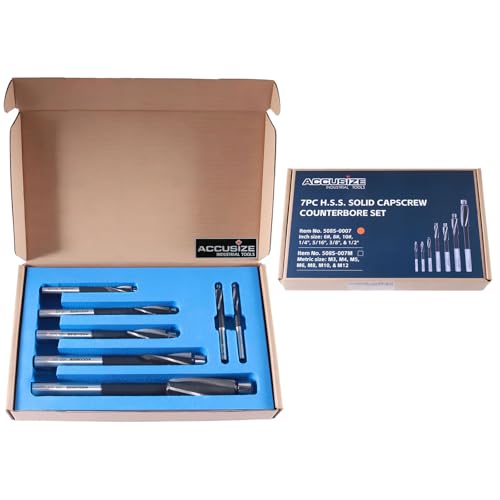 Jeu de fraises à lamer HSS à 3 cannelures et queue droite Accusizetools de 7 pièces