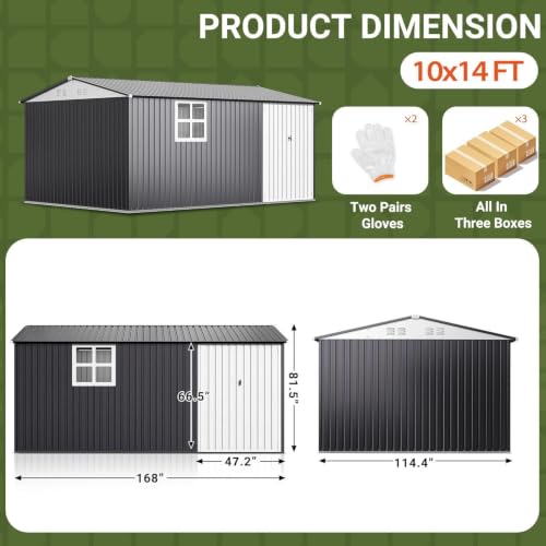 Image of Polar Aurora 10X14 FT Metal Outdoor Storage Shed with Window