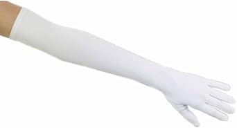 Greatlookz Matte Satin Opera Length Gloves, White