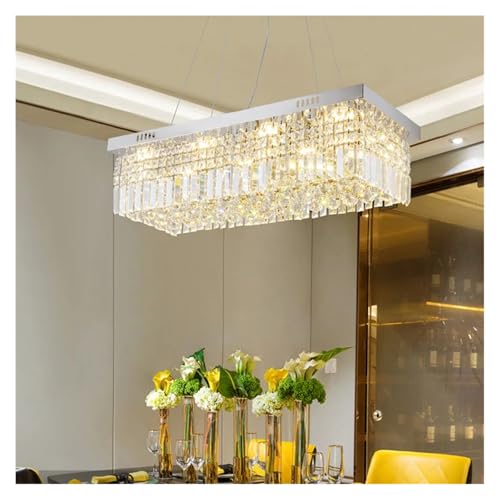 Lampe suspendue en cristal blanc L80cm pour éclairer les grands salons sombres