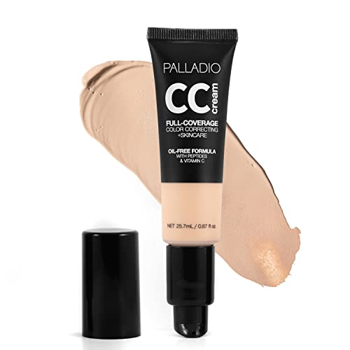 Palladio Full-Coverage Color Correction CC Cream, Oil-Free with Peptides & Vitamin C