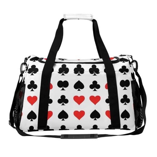 Lightweight Portable Travel Bags Poker Heart Square Pattern for Women and Men Fitness, Fishing, Hiking, Outdoor Sports, Camping, Casual Daily Use