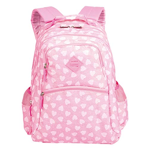 Mochila De Costas Feminina College Corações Rosa Sestini