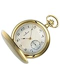  Dugena 4460501 Taschenuhr Savonette mit Kette Uhr Herrenuhr Metall Analog Weiss