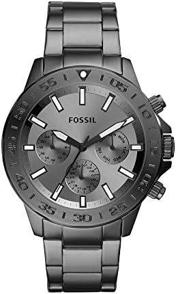 Fossil Men Stainless Steel Bannon Analog Gray Dial Watch-Bq2491, Band Color-Gray