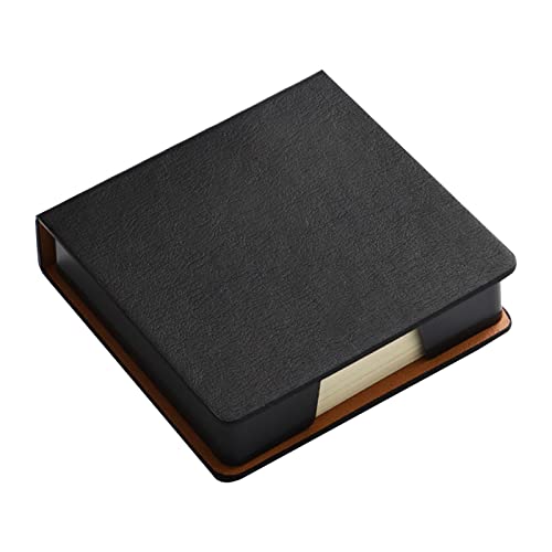 Support de bloc-notes en cuir noir avec couvercle et distributeur pour bureau