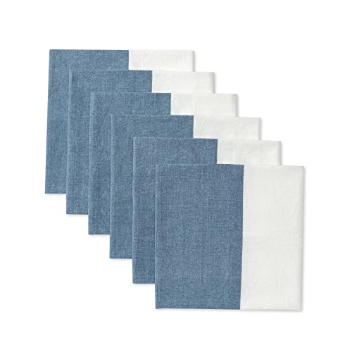 Folkulture Boho Cloth Napkins For Farmhouse Style Décor, Set Of 6 Cloth Table Napkins, 20 X 20 Inches Cotton Washable Napkins For Dining Room Or Durable Dinner Napkins, Midnight Blue #TOP2