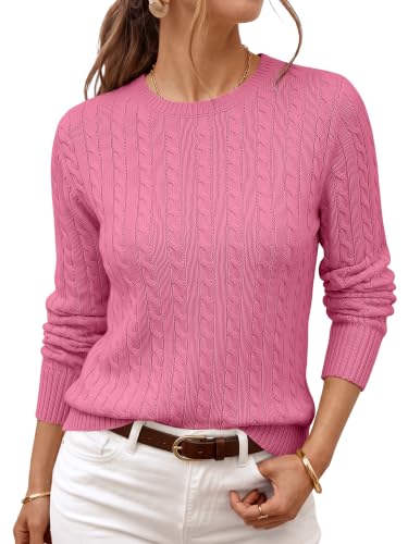 LILLUSORY Womens Cable Knit Sweater Fall 2026 Fashion Clothes Hot Pink