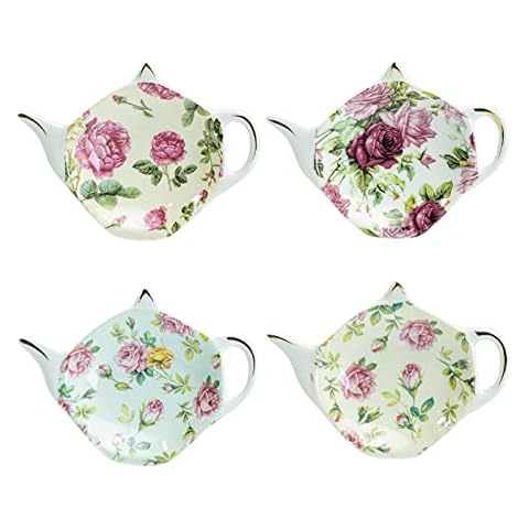 Gracie China Tea Bag Caddy Holder, Set of 4 (Rose Chintz) Cover