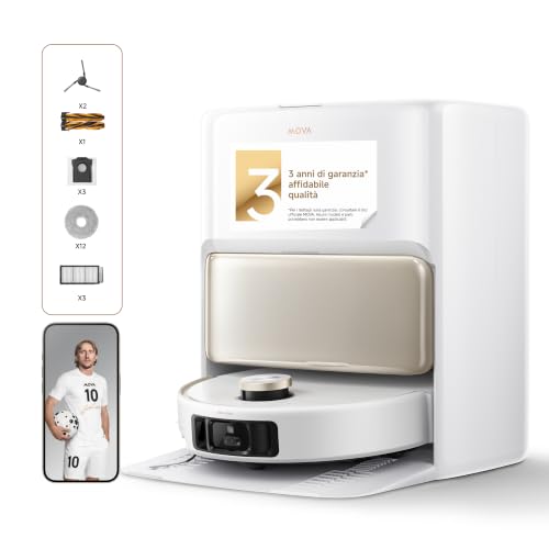 MOVA V50 Ultra Robot aspirapolvere, bianco | 24.000 Pa, lavaggio termico con sistema DuoSolution, navigazione FlexScope e sistema StepMaster