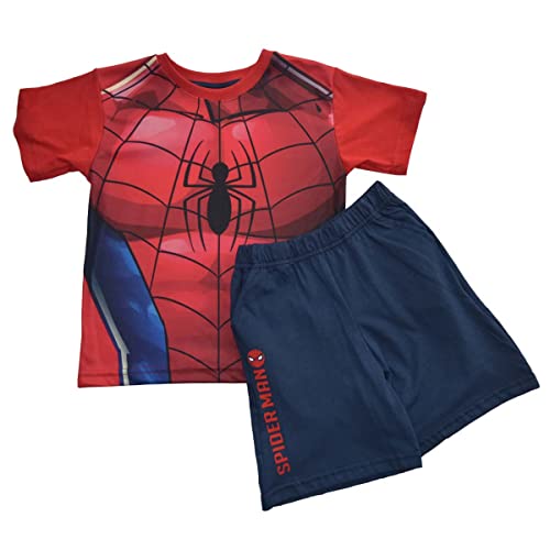 Listado de Niño Ropa los más solicitados. 41 Marvel 0RHAZ15 Conjunto Playera y Short Manga Corta de Algodón Spiderman para Niño, Rojo/Azul Marino, 4