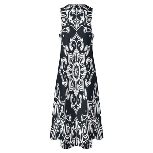 Robe imprimé magnifique fleur de mandala sans manches d'été