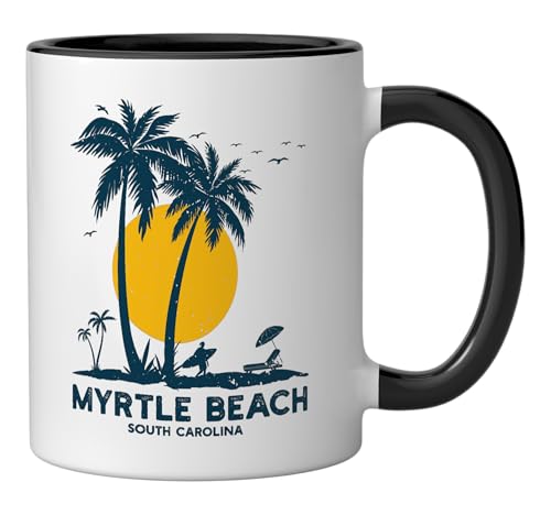 Taza Cerámica Retro Myrtle Beach 11 Onzas Negra/Blanca miniatura 2