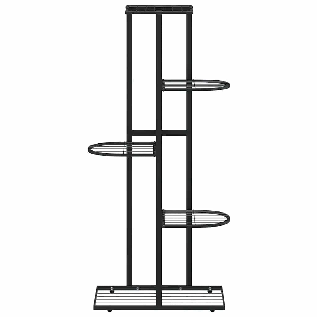 Fioriera a 5 ripiani in metallo nero, 43 x 22 x 98 cm, mensola per piante, balcone, patio, soggiorno, con supporto per vaso e mensola per erbe aromatiche, orchidee e piante grasse