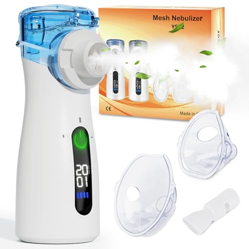 Nebuliser Machine for Adults & Kids Steam Inhaler Nebuliser for Kids Portable Nebuliser for Adults Sinus Inhaler with Digital Display Timed and Automatic Cleaning Suit for Travel & Home (Blue)