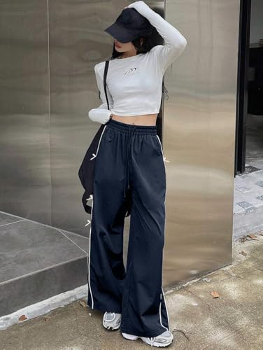 Women's Bow Wide Leg Sweatpants Elastic Waist Casual Baggy Pants Army Green XL2