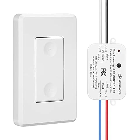 DEWENWILS Wireless Light Switch and Receiver Kit, No in-Wall Wiring Required,Remote Control Wall Switch Lighting Fixture for Ceiling Lights, Fans, Lamps,100 Ft RF Range, Programmable Cover