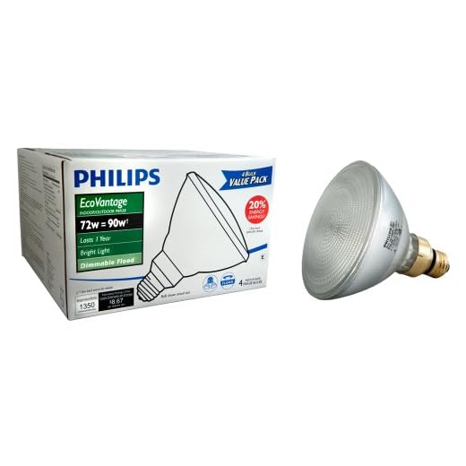 PHILIPS 428805 Halogen PAR38 90 Watt Equivalent Dimmable Flood Standard Base Light Bulb, 4-Pack
