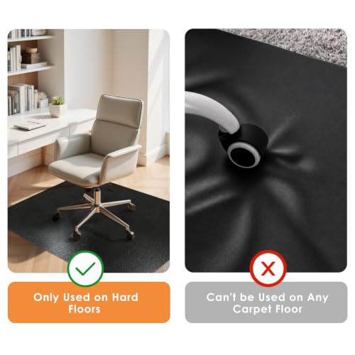 Image of Kuyal Chair mat for Hardwood Floor 46 x 72 inches Rectangle Floor Mats Wood /Tile Protection Mat for Office & Home, Black