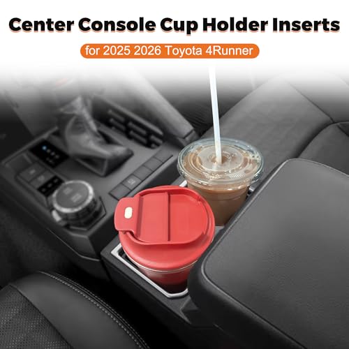 Image of Cup Holder Inserts for 2025 2026 Toyota 4Runner Accessories, Non-Slip TPE Center Console Cup Holder Protector to Prevent Spills & Scratches for 4Runner Interior Accessories