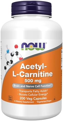 NOW Foods Supplements, Acetyl-L Carnitine 500 mg, Amino Acid, Brain And Nerve Cell Function*, 200 Veg Capsules