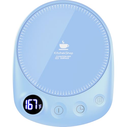 Coffee Mug Warmer - Fastest Heating & Highest Temperature, Coffee Cup Warmer for Desk Auto Shut Off, 4 Temp Settings & 1-12H Timer, Smart Electric Beverage Warmer for Coffee, Tea (Blue)