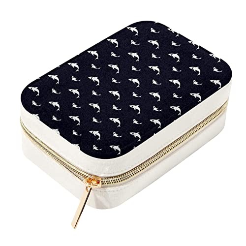 Boîte à bijoux de voyage portable requin blanc : mini coffret de rangement velours compact