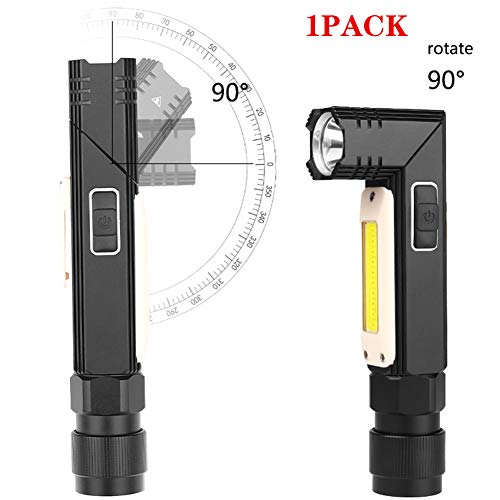 ZNSH Petit Lampes De Poche, Lampe De Poche Lampe Frontale, 90 Degrés Twisted Rotating Clip Rechargeable Torche Tactique, Super Bright 5 Mode Lampe De Poche LED Extérieur