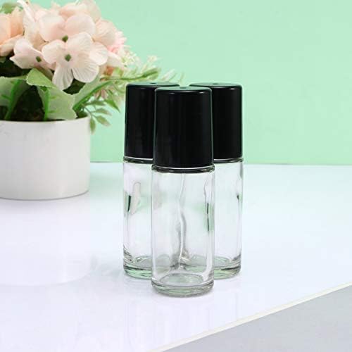 Healifty 30ml Roller Bottles 4pcs Clear Glass Roller Roll on Bottles Refillable Essential Oil Perfume Roller Ball Bottles Container Vial for Travel