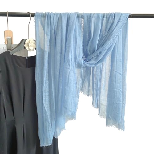 Image of Crinkled PolyCotton Scarf for Women - 180 x 90 cm Stole for Women | PolyCotton Scarf for Summers, Head Cover for Women | Lightweight Scarf for Women | Women Accessory