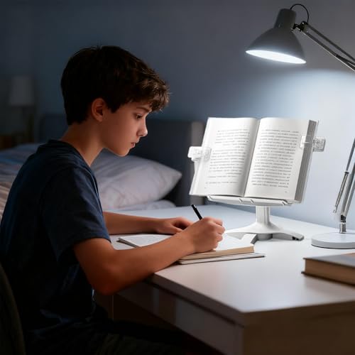 Soporte para libros ergonómico de metal ligero y ajustable para escritorio 3