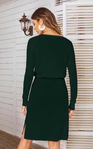 Image of Simier Fariry Womens Fall Winte Long Sleeve Knee Length Casual Dress with Pockets