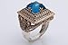Turkish Handmade Jewelry Hurrem Square Shape Ocean Blue and Round Cut Topaz 925 Sterling Silver Jewelry Set Earrings,Pendant and Ring Size Option