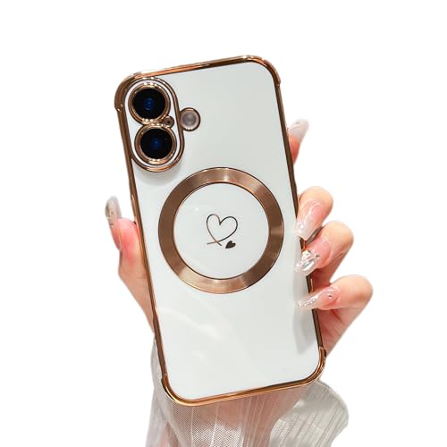 Coque TPU iPhone 16 Plus motif cœurs idée cadeau blanc chic