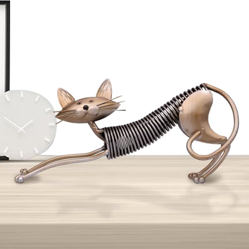 Walopola Arte de Gato de Metal, Figura de Gato de Hierro, Escultura para Mascotas de Hierro Forjado, Adorno de Metal Forjado,...