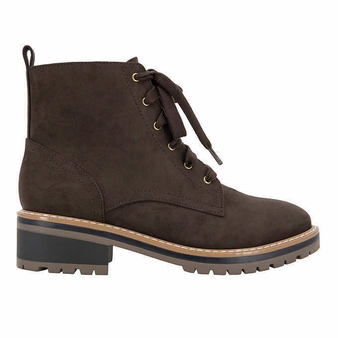 Kensie Women's Kasha Lace Up Zipper Closure Low Heel Ankle Boots - Brown, US Size 92