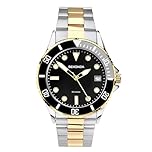 Sekonda Wave Mens Watch – 39mm Sports Watch for Men with Black Dial, Rotating Bezel, Two-Tone Stainless Steel Bracelet and Date Window – 50m Water Resistant – 2 Year Warranty