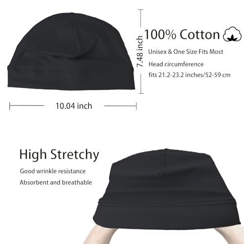 Image of vidsel 100% Cotton Skull Caps for Men Women Breathable Night Cap Sleep Hats Soft Lightweight Running Beanie Helmet Liner