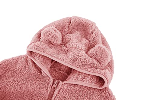 Karlywindow Toddler Baby Boy Girl Little Cute Bear Hoodie Jacket Sherpa Fuzzy Winter Warm Sweatshirt Coat A-Pink #TOP2