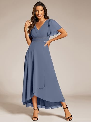 Image of Ever-Pretty Summer A-Line V-Neck Formal Dress for Women Empire Waist Chiffon Mother of the Bride Wedding Guest Dresses 41981