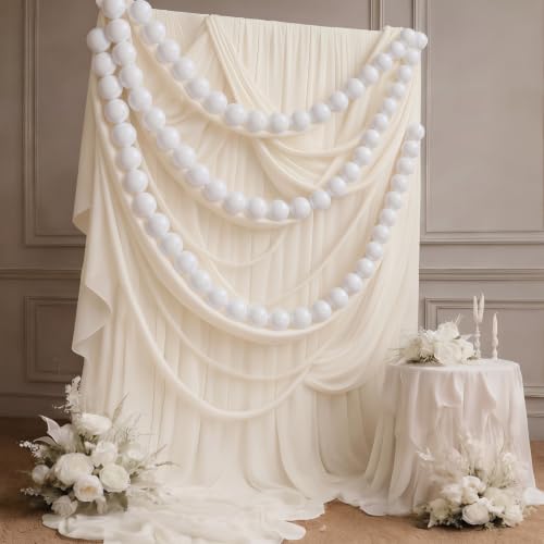Motionchic 3 Pcs 9ft Jumbo Bead Garland for Wedding Arch, 50mm Bead, White