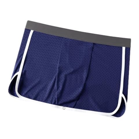 PWMENLK Men's Boxer Brief Underwear Hollowed Mesh Ice Silk Underpants Arlo Boxer Pants Loincloth Sleepwear Athletic Shorts（Blue-XL） Cover