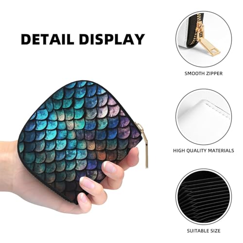 3d Magical Dragon Scales Pattern Credit Card Holder Wallet, Leather Zipper Card Wallet For Women Ladies Rfid Blocking Card Case Small Coin Purse Accordion Wallet Gift4