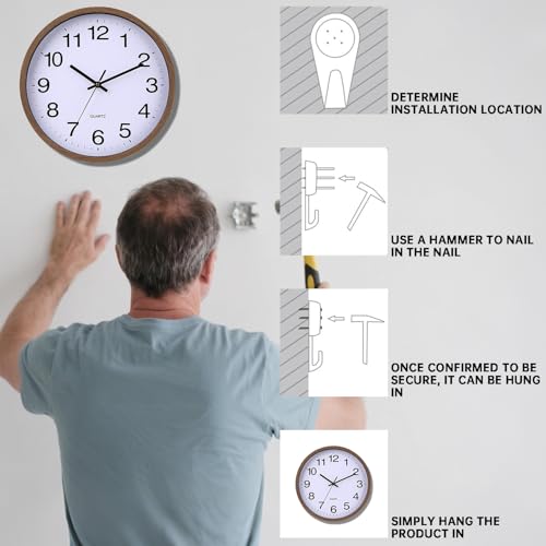 Horloge murale design moderne à quartz et cadre bois de qualité - 4