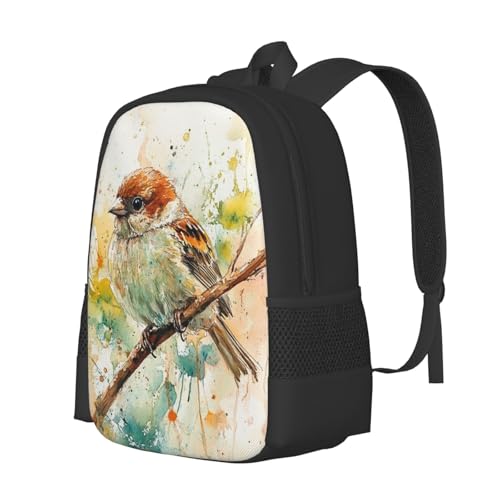 Everyday Unisex 17 Inch Backpack Sparrow Watercolor Branch Reliable Choice for Routine Commutes Errands & Casual Use2