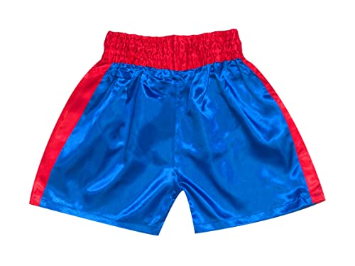Siamkick Youth Light Muay Thai Shorts For Kids (4 Years - 12 Years) Boxing Kickboxing Mma Training Trunk For Boys And Girls (Blue & Red, Medium) #TOP1