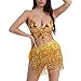 Women's Sequin Tassel Belly Dance Crop Top Sparkly Fringe Bra Performance Costume Clubwear Vest