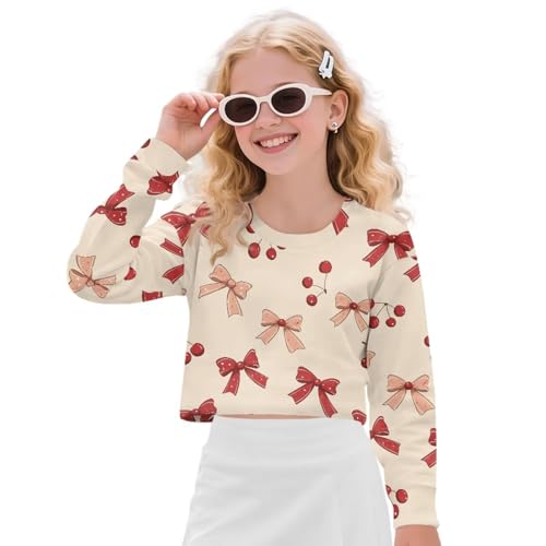 Girl's Sweatshirts Long Sleeve Cropped Pullover Tops Fashion Crewneck Sweatshirt Kids Fall Clothes for 5-14 Years