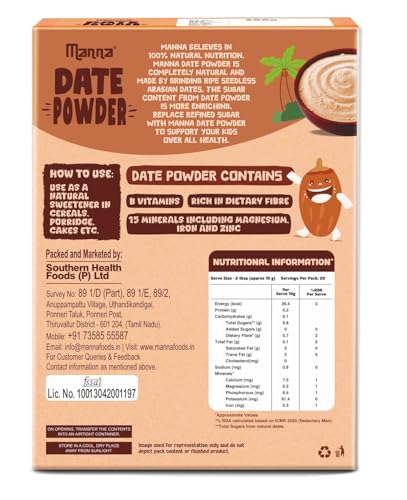 Image of Manna Health Mix 600g and Manna Date Powder 200g Combo Pack. Zero Sugar Nutrition Drink & Natural Sweetner